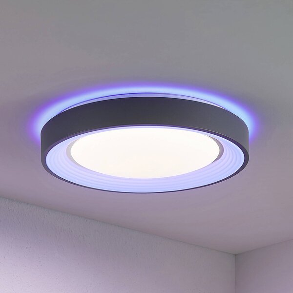 Plafoniera a LED Lindum Lindby, dimmerabile, Alluminio / Grigio / Zincato, Soggiorno / Sala da pranzo, Metallo, Moderno, Plafoniera LED