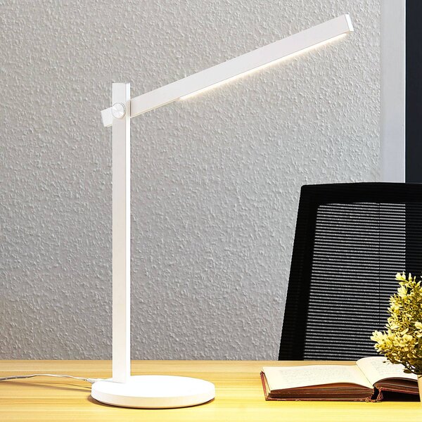 Lampada da scrivania Loretta Lindby, dimmerabile, Bianco / Opale, Studio / Ufficio, Plastica, Moderno, Lampada da tavolo LED