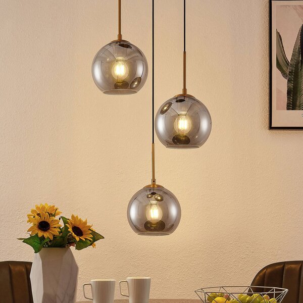 Lampada a sospensione Jurian Lindby, dimmerabile, Alluminio / Grigio / Zincato, Soggiorno / Sala da pranzo, Vetro, Moderno, Lampada a sospensione