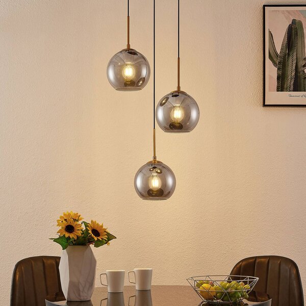 Lampada a sospensione Jurian Lindby, dimmerabile, Alluminio / Grigio / Zincato, Soggiorno / Sala da pranzo, Vetro, Moderno, Lampada a sospensione