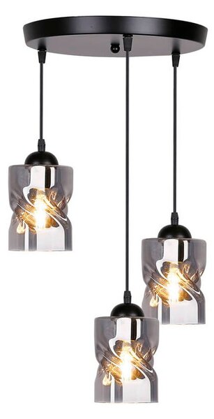 Apparecchio a sospensione nero con paralume in vetro Felis - Candellux Lighting