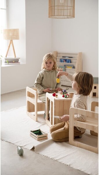 Sedie per bambini in legno in set di 3 pezzi Natural - Little Nice Things