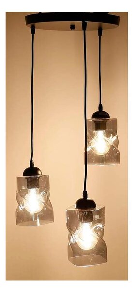 Apparecchio a sospensione nero con paralume in vetro Felis - Candellux Lighting