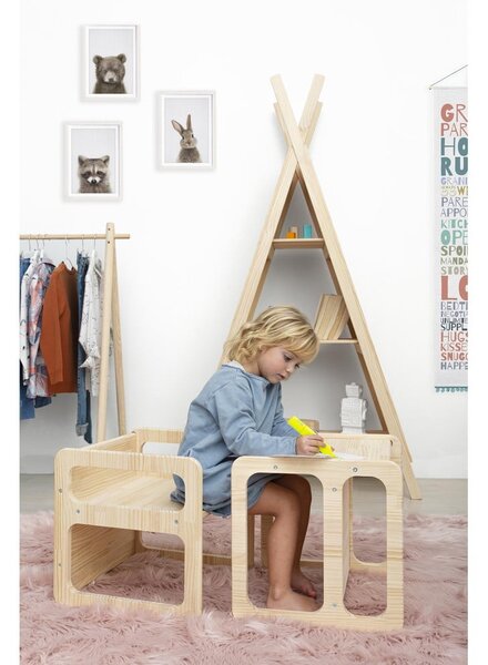 Sedie per bambini in legno in set di 3 pezzi Natural - Little Nice Things