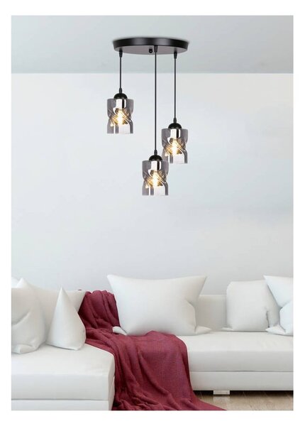 Apparecchio a sospensione nero con paralume in vetro Felis - Candellux Lighting