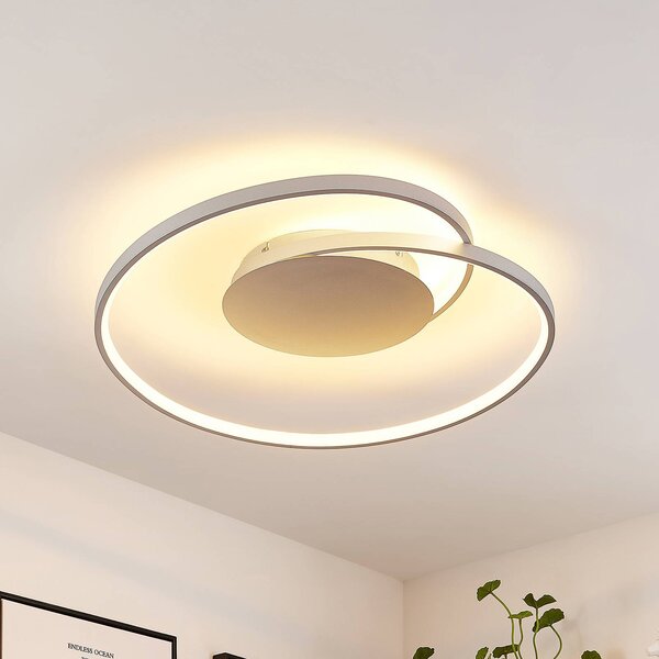 Plafoniera a LED Enesa Lucande, dimmerabile, Alluminio / Grigio / Zincato, Camera da letto, Metallo, Moderno, Plafoniera LED