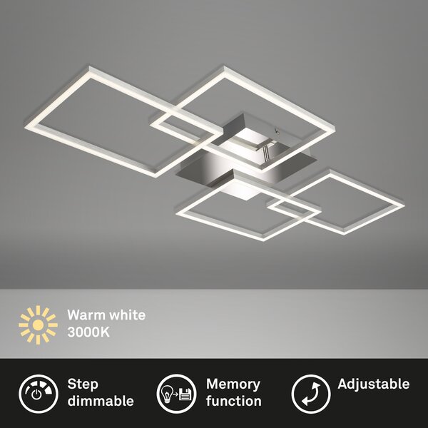 Plafoniera Briloner Frame LED 30W 95,6CM Lampada da soffitto dimmerabile orientabile 3000K Alluminio-Cromo