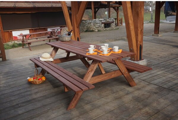 Set da pranzo da giardino in legno di pino per 6 persone Piknik - Rojaplast