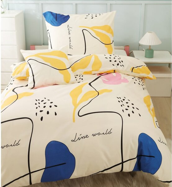 Biancheria da letto singola gialla 3 pezzi in microsatin 140x200 cm Sophia - My House