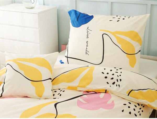 Biancheria da letto singola gialla 3 pezzi in microsatin 140x200 cm Sophia - My House