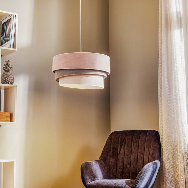 Lampada a sospensione Pastell Trio Duolla, dimmerabile, Violetto / Fucsia / Rosa, Soggiorno / Sala da pranzo, Tessuto / Stoffa / Seta, Moderno, Lampada a sospensione