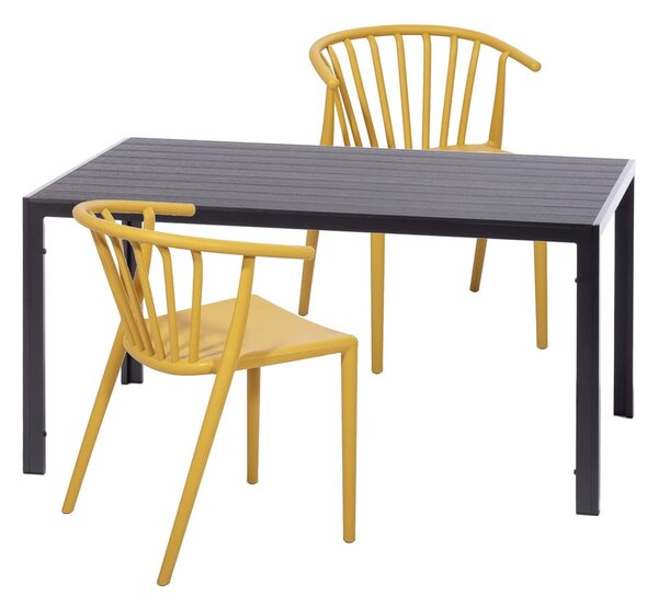 Set di 2 sedie da pranzo Capri gialle e tavolo Viking nero - Bonami Essentials