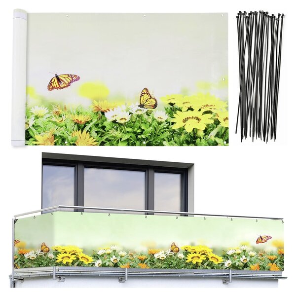 Schermo da balcone in plastica giallo-verde 500x85 cm Butterfly - Maximex