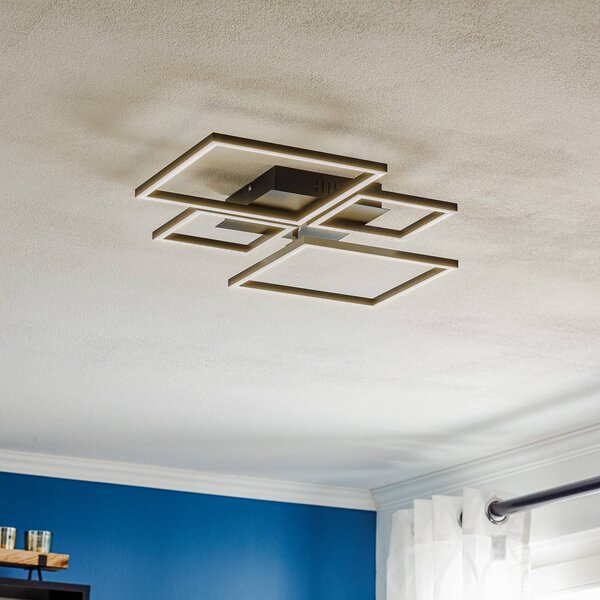 Briloner Plafoniera a LED Frame, dimmerabile, Nero, Soggiorno / Sala da pranzo, Metallo, Moderno, Plafoniera LED