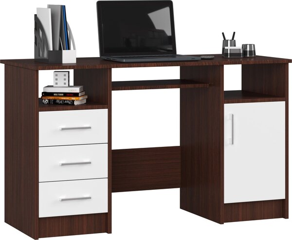 Scrivania ANA Wenge/Vit con spazio di archiviazione e design elegante
