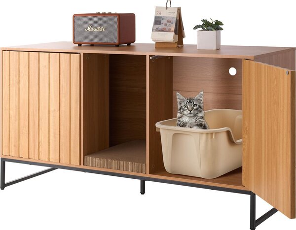 Armadietto per gatti VEVOR, 1200x450x665 mm, lettiera con tiragraffi e spazio di archiviazione, armadietto per lettiera, casa per gatti, adatto alla maggior parte delle lettiere, per camere da letto e salotti