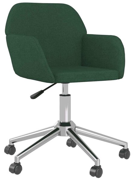 Sedia da Ufficio Girevole Verde Scuro in Tessuto