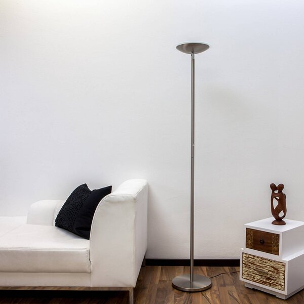 Lampada da terra con luce lettura MALEA Lindby, dimmerabile, Alluminio / Grigio / Zincato, Soggiorno / Sala da pranzo, Metallo, Moderno, Lampada LED da terra