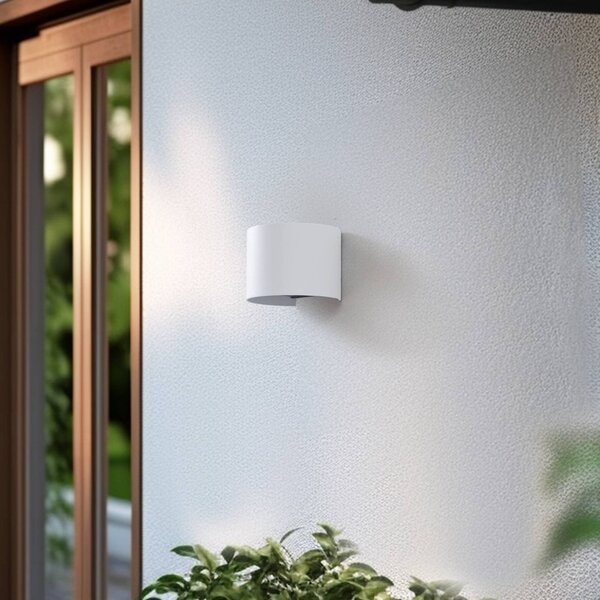 Lindby Smart LED applique da esterno Dara bianco rotondo CCT RGB Tuya Lindby, dimmerabile, Bianco / Opale, Plastica, Moderno