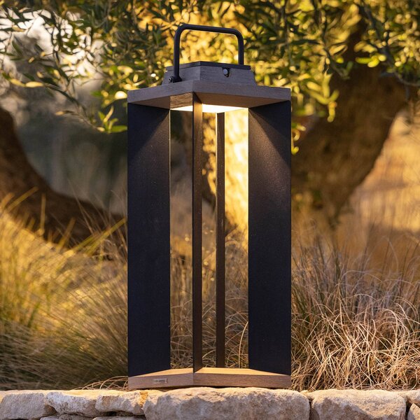 Les Jardins Lanterna solare Teckalu, alluminio nero, 65,5 cm dimmerabile, Alluminio, Lampade solari