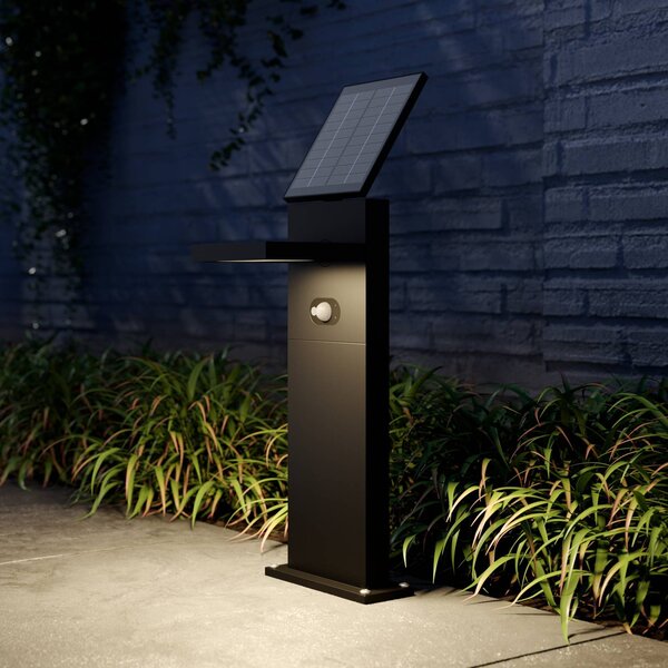 Lucande lampada solare a LED da giardino Silvan, 60 cm, sensore, antracite Silvan, Nero, Alluminio, Moderno, Lampade solari