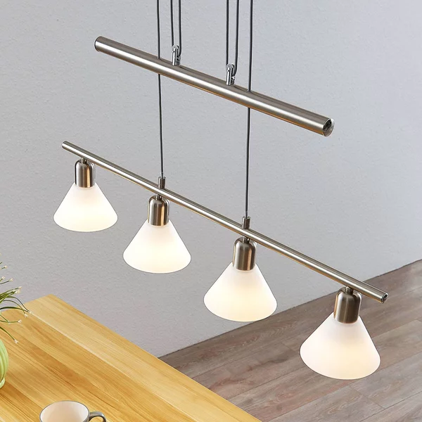 Lampada a sospensione Delira Lindby, dimmerabile, Alluminio / Grigio / Zincato, Soggiorno / Sala da pranzo, Metallo, Moderno, Lampada a sospensione