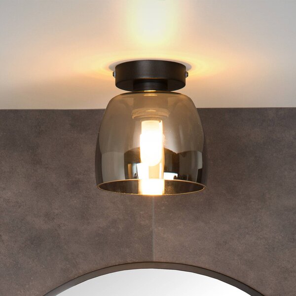 Lucide Plafoniera Tyler, dimmerabile, Nero, Bagno, Vetro, Plafoniera