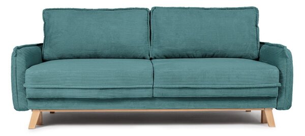 Divano letto in velluto a coste turchese 218 cm Tori - Bonami Selection