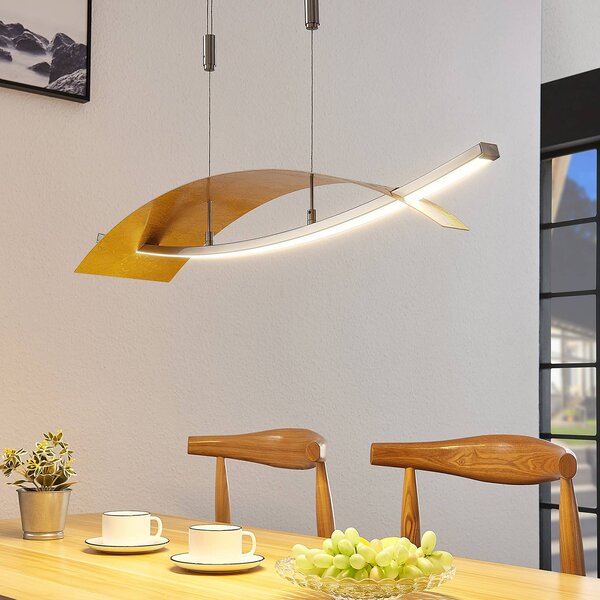Lucande Lampada LED a sospensione Marija, 91 cm, color oro, dimmerabile Marija Lucande,, Ottone / Oro, Soggiorno / Sala da pranzo, Metallo, Moderno