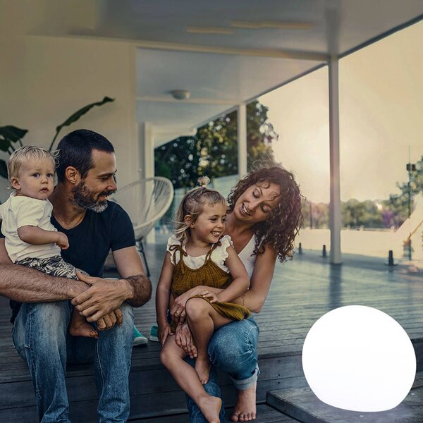 Newgarden Lampada da pavimento Buly a globo, Ø 50 cm, Bianco / Opale, Plastica, Moderno