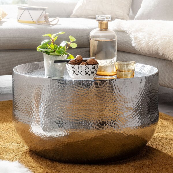 Tavolino da salotto alluminio argento 60x60x35 cm in ferro battuto | Wohnling