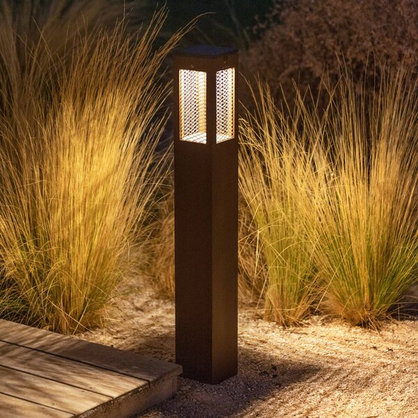Les Jardins Lampione a LED Tradition Sensor Corten 90cm Tradition, dimmerabile, Marrone / Ruggine, Alluminio, Moderno, Lampade solari