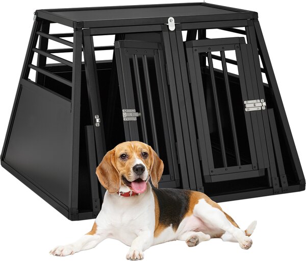 Relaxdays Trasportino per cani da auto, trasportino doppio, per bagagliaio, con angoli smussati, divisorio, dimensioni: 64 x 90 x 82 cm, nero