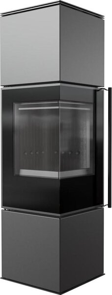 Stufa in acciaio KRATKI REN/M sinistra Ø 150 7 kW rivestimento nero con porta a molla