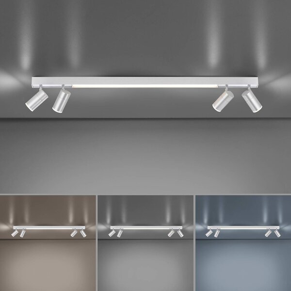 PURE Plafoniera a LED Lines Spot, dimmerabile, Alluminio / Grigio / Zincato, Soggiorno / Sala da pranzo, Metallo, Moderno, Plafoniera LED