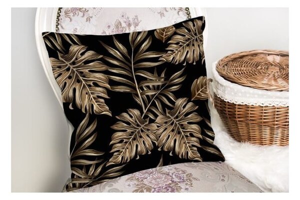 Federa per cuscino Foglie d'oro con BG nero, 45 x 45 cm - Minimalist Cushion Covers