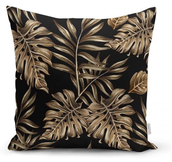 Federa per cuscino Foglie d'oro con BG nero, 45 x 45 cm - Minimalist Cushion Covers