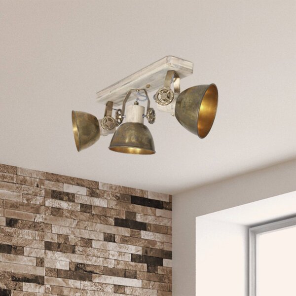 Steinhauer Gearwood faretto da soffitto, a 3 luci bronzo Gearwood, dimmerabile, Legno chiaro, Soggiorno / Sala da pranzo, Legno, Vintage, Faretto