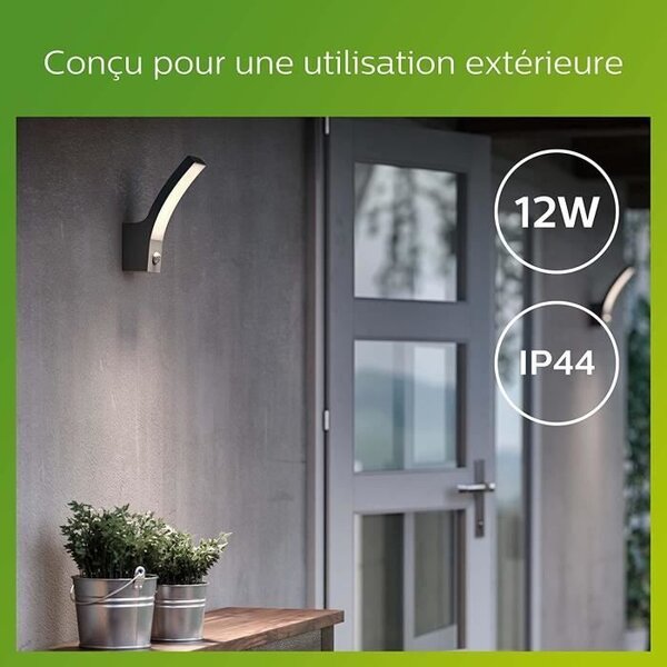 Applique a LED per esterni Philips 8719514417731 Splay IP44 12 W 1200 lm 4000 K antracite con sensore di movimento