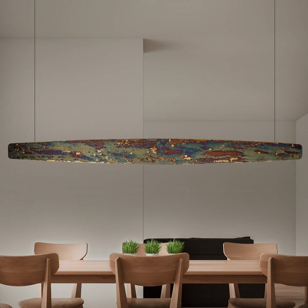 Quitani Persida Lampada a sospensione LED, 148 cm, metallo d'impatto, oro Quitani, dimmerabile, Bronzo / Ottone antico, Soggiorno / Sala da pranzo, Metallo, Industriale