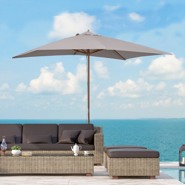 Outsunny Ombrellone da Giardino 2x3 m Impermeabile, in Legno con Copertura Rimovibile in Poliestere, Grigio|Aosom