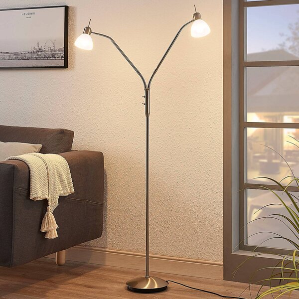 Lampada da terra Gwendolin Lindby, Alluminio / Grigio / Zincato, Soggiorno / Sala da pranzo, Metallo, Moderno, Lampada da terra