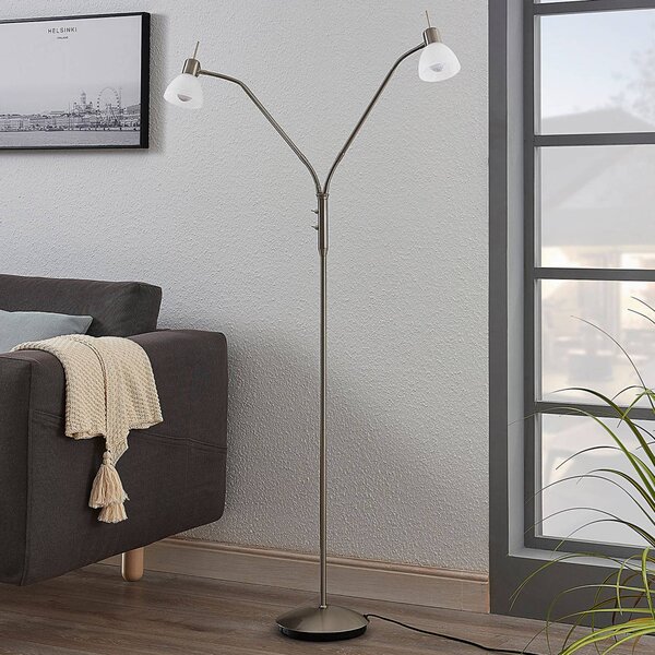 Lampada da terra Gwendolin Lindby, Alluminio / Grigio / Zincato, Soggiorno / Sala da pranzo, Metallo, Moderno, Lampada da terra
