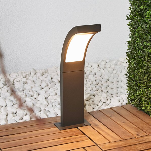 Lucande lampioncino LED Juvia, 40 cm, antracite, IP54 Juvia, Nero, Alluminio, Moderno, Lampada LED da esterni
