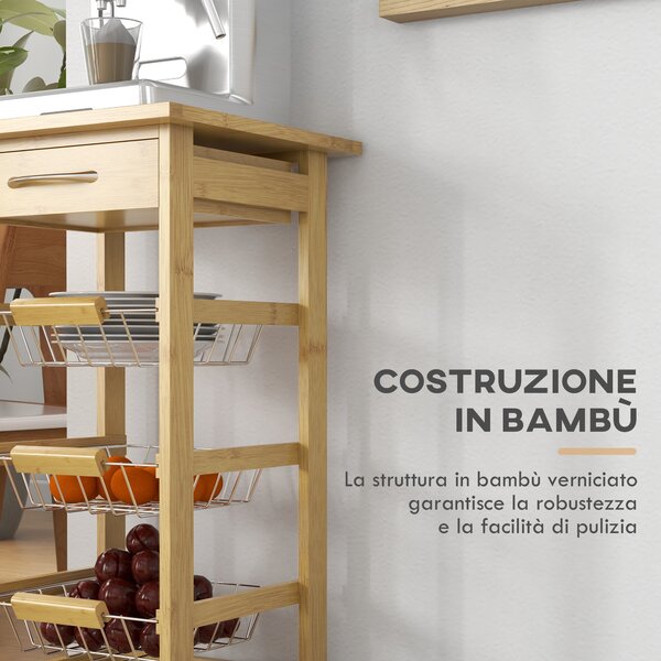 IDIMEX Carrello Da Cucina Valiente, 3 Cestini In Rete Metallica, Struttura In Metallo Bianco, 43x79x34 Cm - copertina