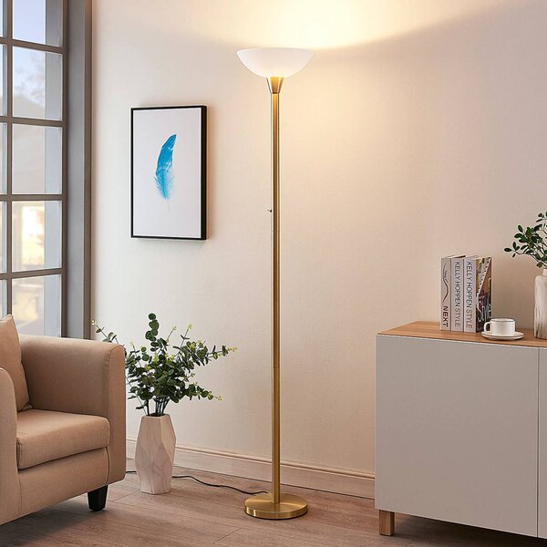 Lampada da terra con luce lettura Ignacia Lindby, Ottone / Oro, Soggiorno / Sala da pranzo, Metallo, Moderno, Lampada da terra