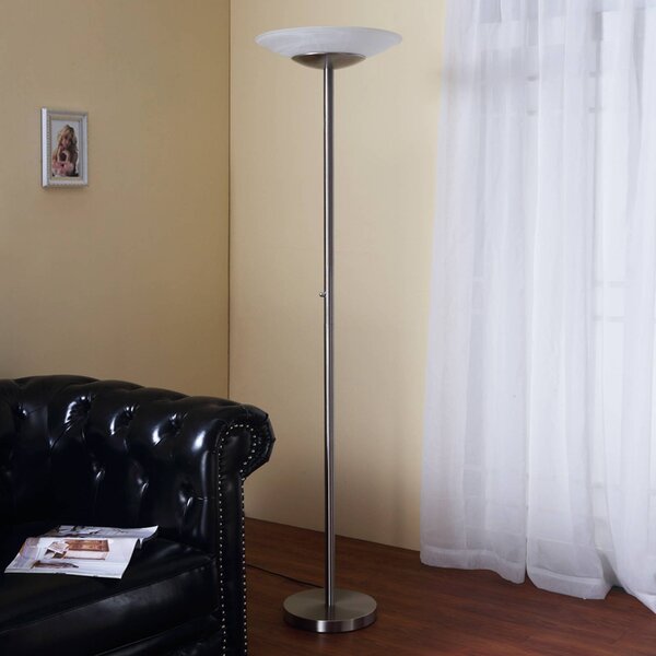 Lampada da terra con luce lettura Ragna Lindby, dimmerabile, Alluminio / Grigio / Zincato, Soggiorno / Sala da pranzo, Vetro, Moderno, Lampada LED da terra