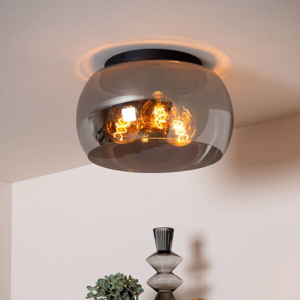 Lucide Plafoniera soffitto Olivia, dimmerabile, Alluminio / Grigio / Zincato, Soggiorno / Sala da pranzo, Vetro, Plafoniera