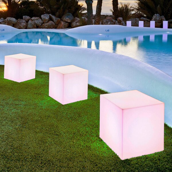 Newgarden Lampada solare Cuby, dimmerabile, Bianco / Opale, Plastica, Moderno, Lampada solare