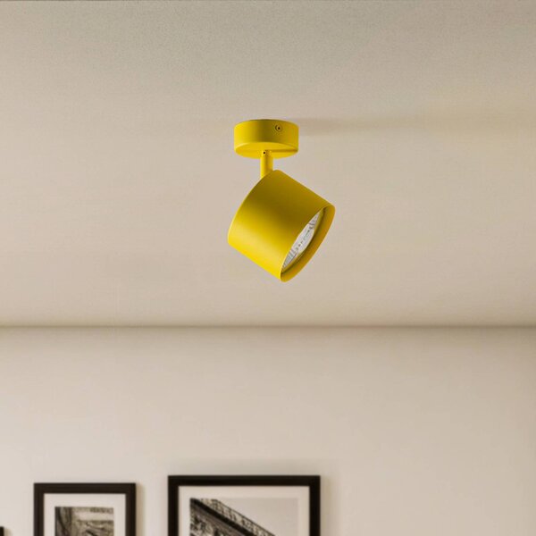 Faretto da soffitto Chloe orientabile 1 luce, giallo Argon, dimmerabile, Giallo / Arancione, Soggiorno / Sala da pranzo, Metallo, Moderno